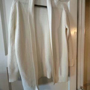 Club Monaco Cream Ribbed Open-Front Cardigan